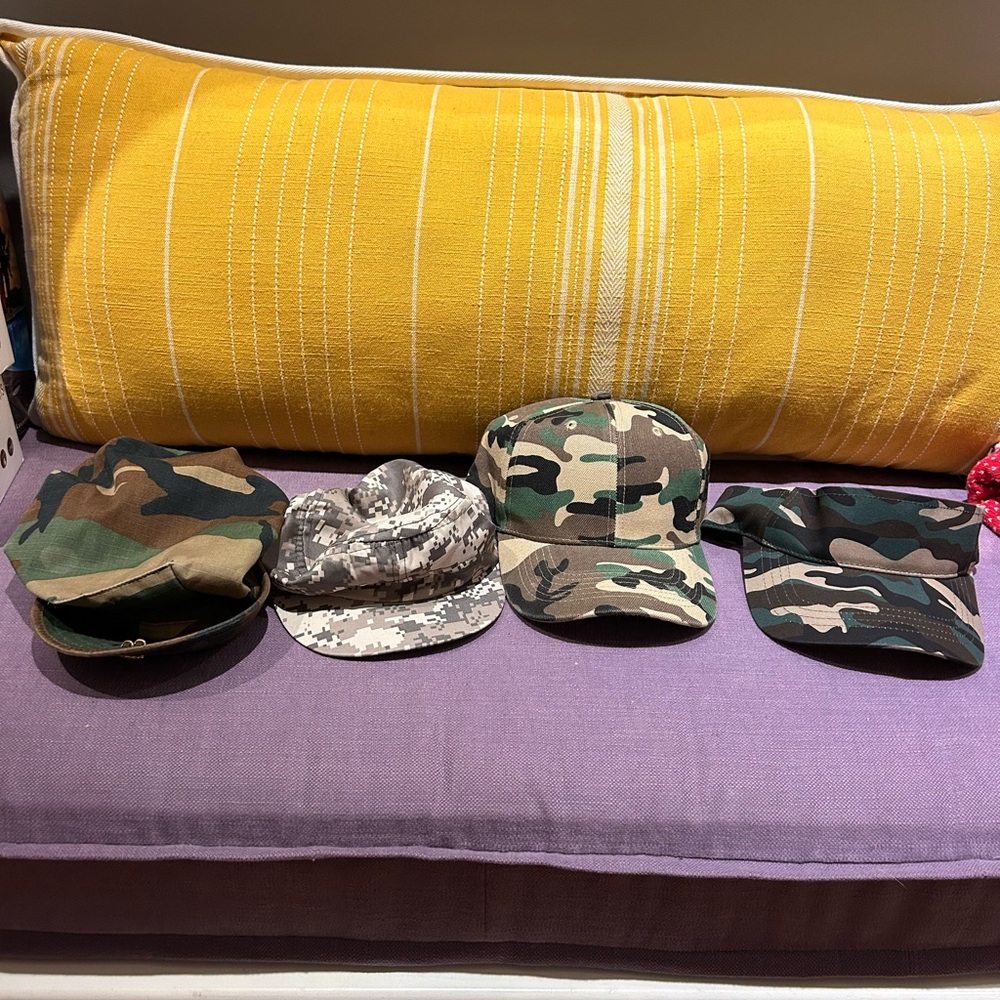 Set of Four Army Style Camouflage Hats